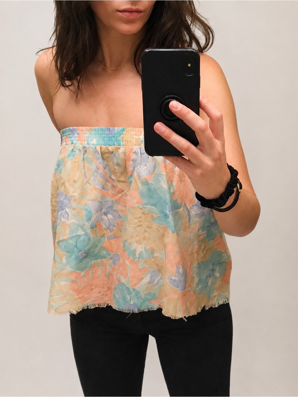 VTG Cut Off Convertible Floral Crop Baby Doll Tube Top / A-Line Flare Mini Skirt - Picture 3 of 16